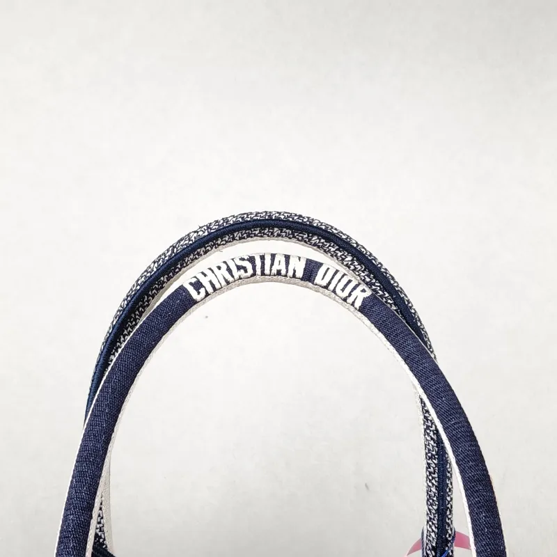 DIOR Top Handle Bag Book Tote Blue White Canvas Large 42 × 18.5 × 35 cm — detail view 7 of 9