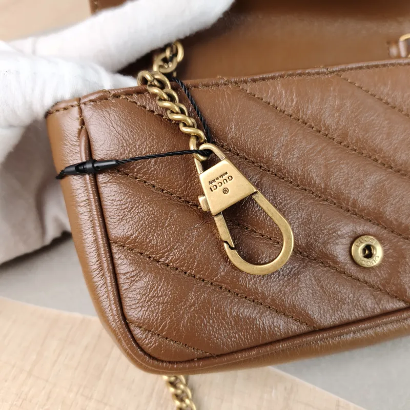 GUCCI Crossbody Bag GG Marmont Mini Marmont Mini Caramel Calfskin Mini 16.5 × 4.5 × 9.5 cm — detail view 5 of 12