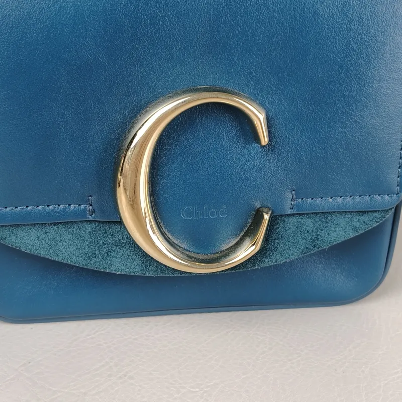 Chloé Crossbody Bag Top Handle Crossbody Bag Blue Calfskin One Size 16 × 5 × 14 cm — detail view 9 of 12