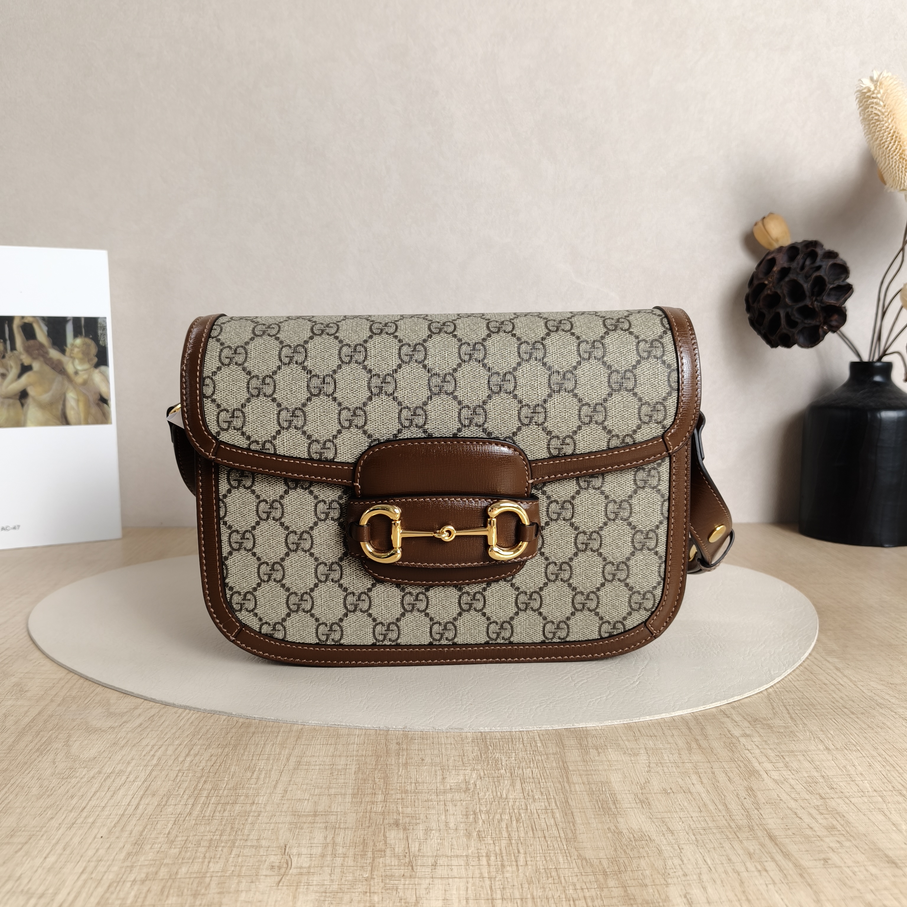 GUCCI Shoulder Bag Horsebit 1955 Horsebit Medium Monogram PVC Medium25 × 8 × 18 cm