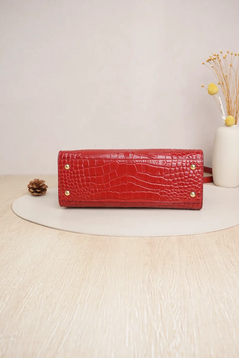 BURBERRY Crossbody Bag Top Handle Crossbody Bag Red Calfskin One Size27 × 11 × 20 cm — cover view 3 of 7