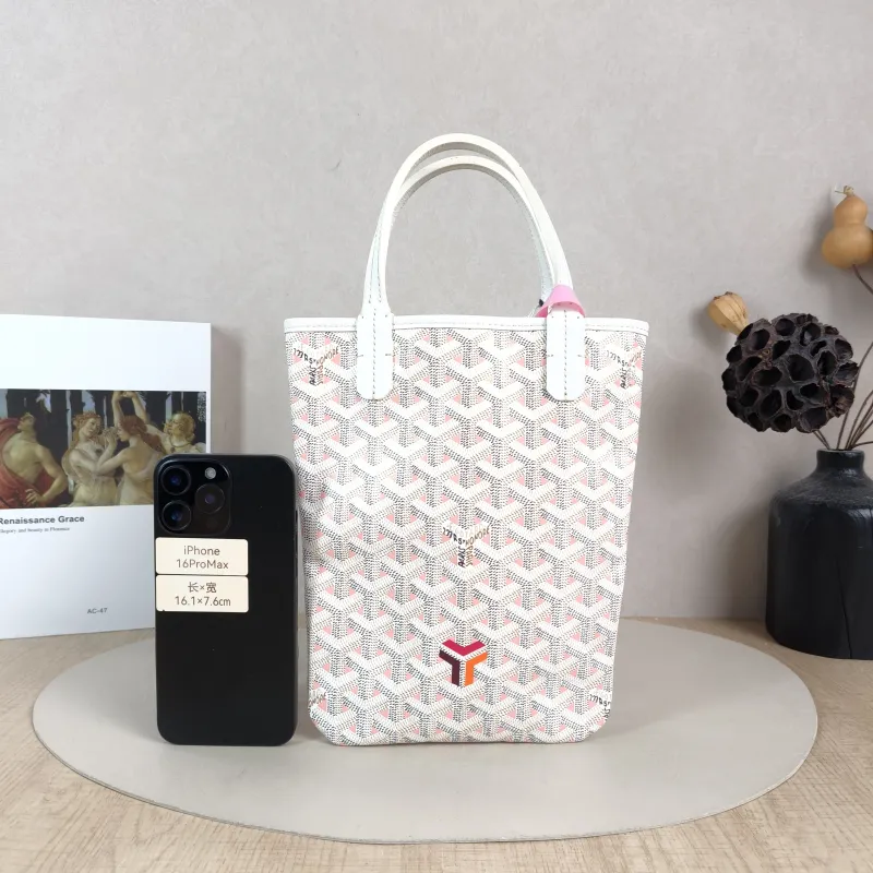 GOYARD Crossbody Bag poitiers y Tote Bag White PVC Small 21 × 1 × 24 cm — cover view 6 of 6