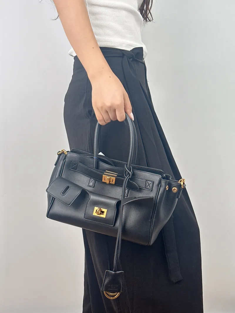 BALENCIAGA Crossbody Bag Bel air Black Calfskinmini23.5 × 8 × 17 cm — on-model view 2 of 2