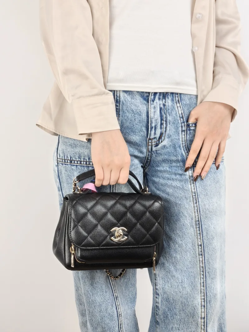 Chanel Crossbody Bag affinity Messenger Bag Black Grained Calfskin Small 19 × 7 × 14 cm — on-model view 1 of 3
