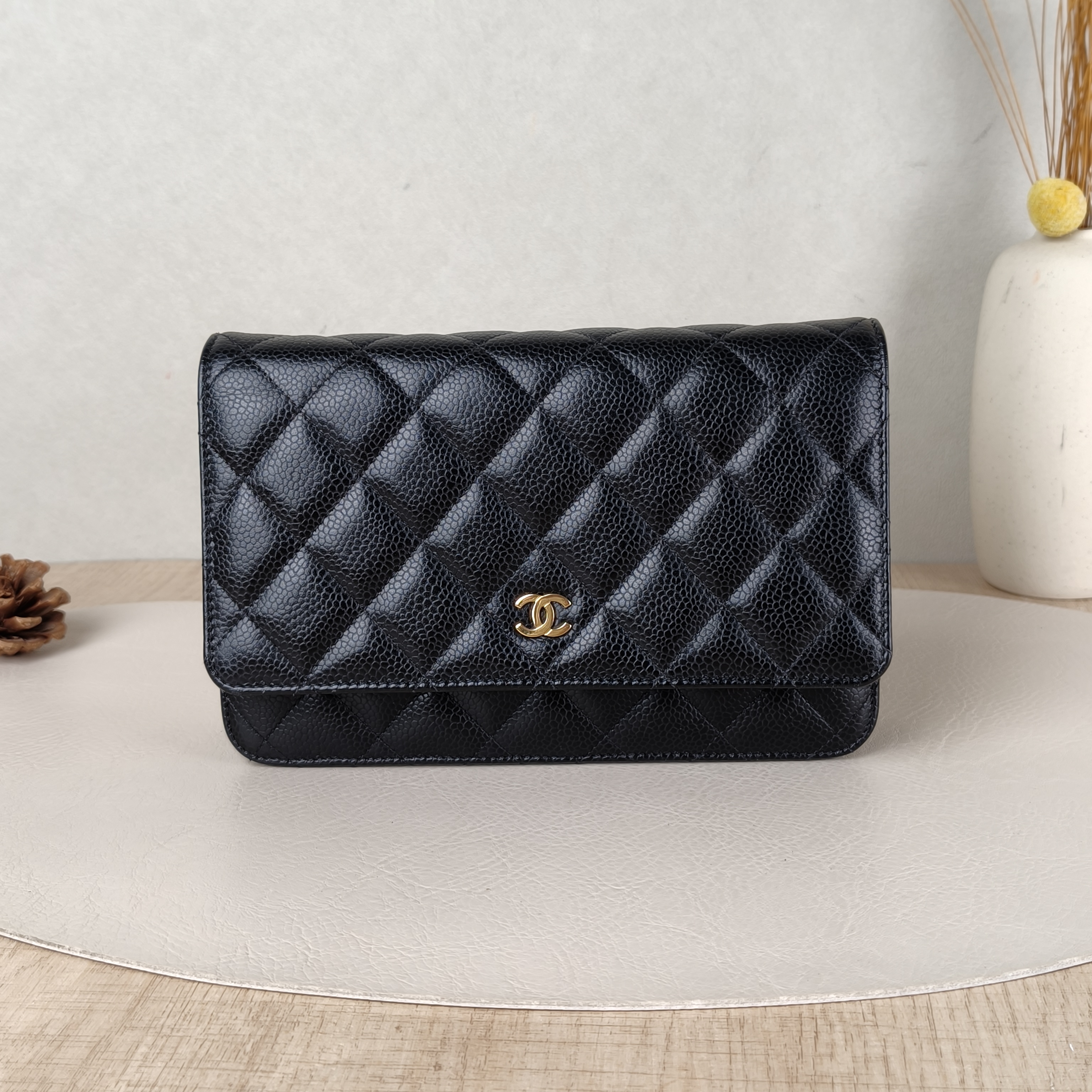 Chanel Crossbody Bag Classic Flap WOC CF WOCWOC Bag Black Grained Calfskinmini19.2 × 3.5 × 12.3 cm