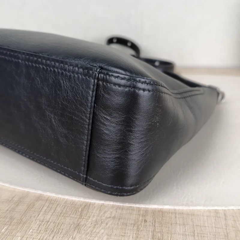 BALENCIAGA Crossbody Bag Crossbody Bag Black Calfskin 20 × 7 × 19 cm — detail view 10 of 12