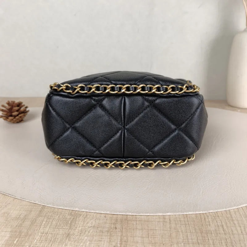 Chanel Shoulder Bag Bucket Bag Black Lambskin One Size 22 × 8 × 17 cm — cover view 5 of 5