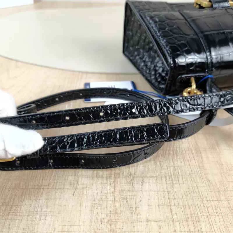 BALENCIAGA Crossbody Bag Hourglass Hourglass Bag Black CC alfskin Mini 19 × 8 × 13 cm — detail view 9 of 13